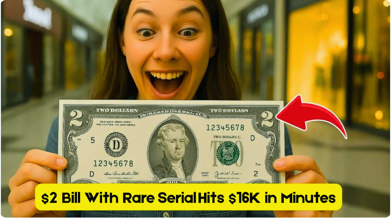 $2 Bill With Low Serial Number Creates Bidding War – Sold for $16,000 in Minutes!